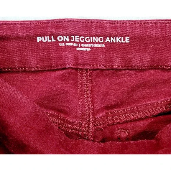 Chico's Red Rayon Pull-On Pants Size 1 Regular - Preowned US Size 8R - Picture 2 of 8